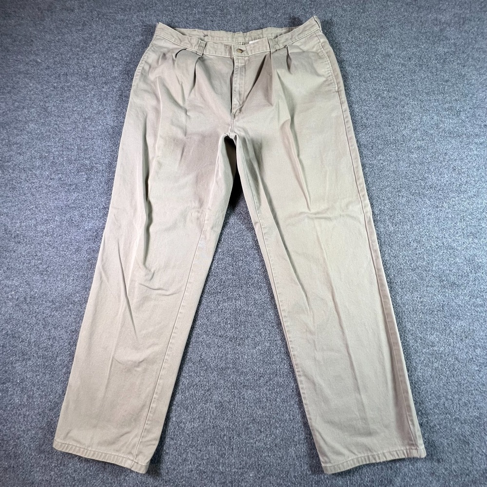 Vintage Duck Head Chino Pants Men's 40x34 Beige 100% Cotton Pleated Outdoors 90s
